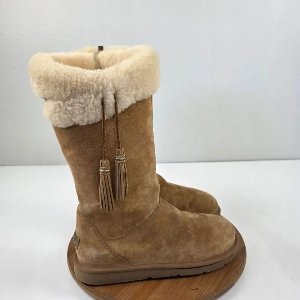 UGG Australia Plumdale Winter Boots Womens Sz 10 EU‎ 41 Brown Leather Sheespkin